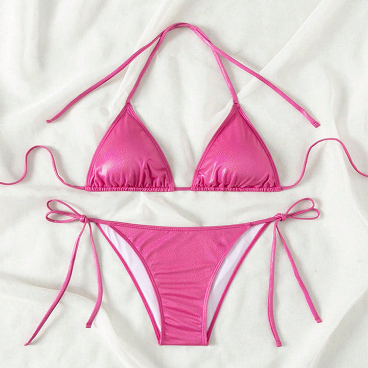 Damen Triangel-Bikini mit verstellbaren Bändern und glänzendem Finish Drune