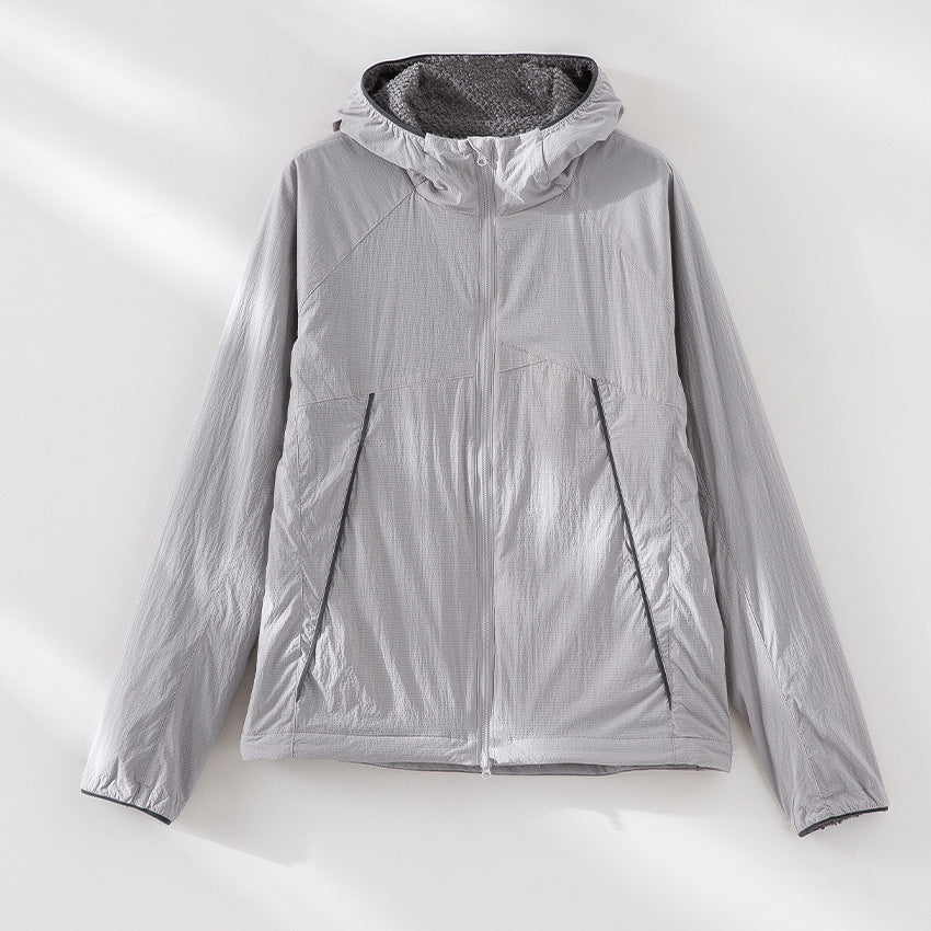 Herren leichte wind- und wasserabweisende Kapuzenjacke mit Fleece‑Innenfutter und Frontreißverschluss Drune