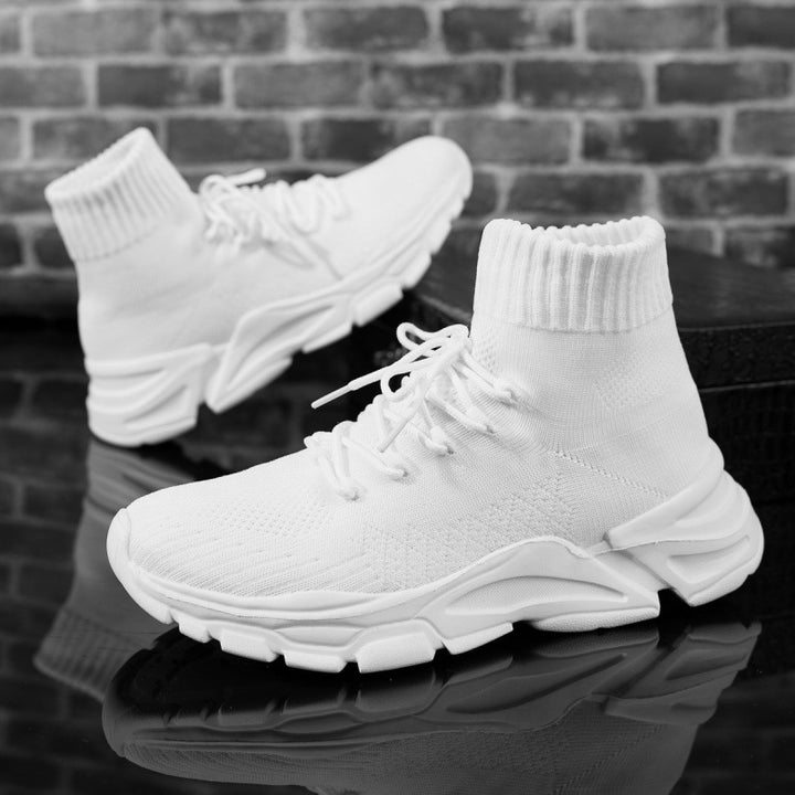 Damen Strick‑Sockensneaker mit hohem Schaft, gepolsterter Plateau‑Laufsohle und elastischem Schnürsystem Drune