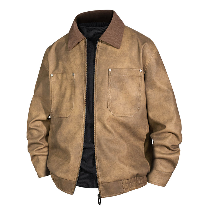 Herren Kurzjacke aus Veloursleder-Imitat mit geripptem Kragen und aufgesetzten Brusttaschen Drune