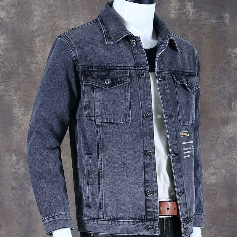 Herren Modische Denimjacke mit zwei Brusttaschen Drune