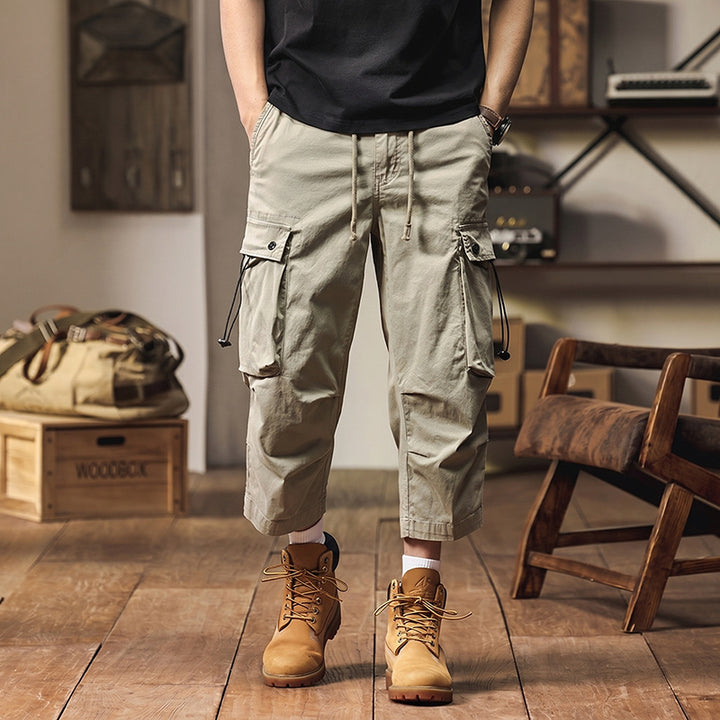 Herren 3/4-Trekking-Cargohose mit elastischem Bund, Tunnelzug und variabler Taschenorganisation Drune