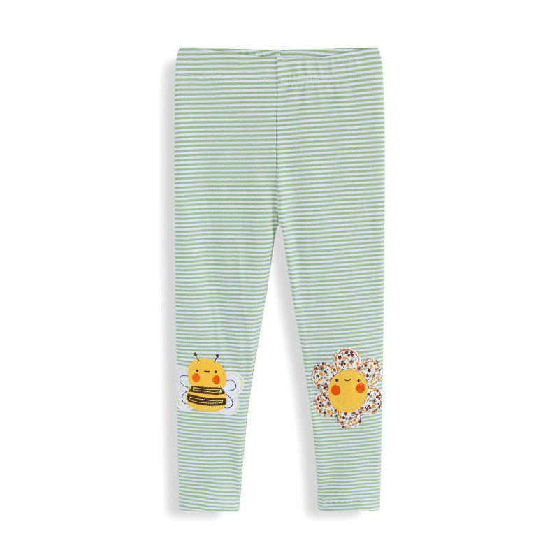 Mädchen Leggings mit fröhlichem Bienen- und Blumenmotiv Drune