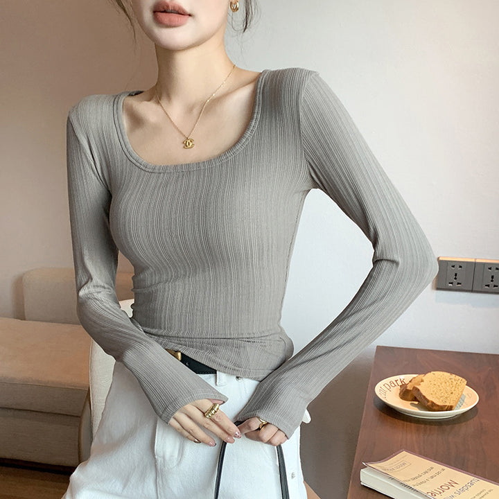 Damen Langarm Rippshirt Drune