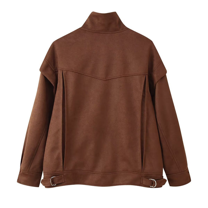 Damen Modische Utility-Jacke mit hohen Kragen und praktischen Taschen Drune