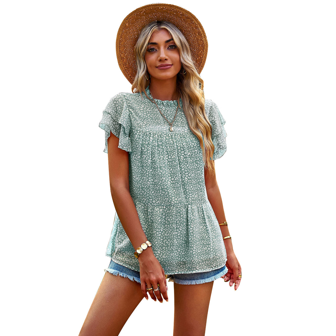 Damen beschwingtes Blusenshirt mit Rüschendetails und floralem Design Drune