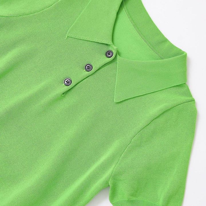 Damen Elegantes kurzärmliges Poloshirt mit klassischen Knöpfen Drune