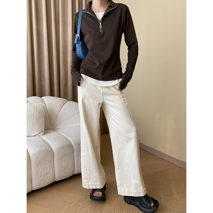 Damen Halblangarm Zip-Pullover mit innovativem Schnitt Drune