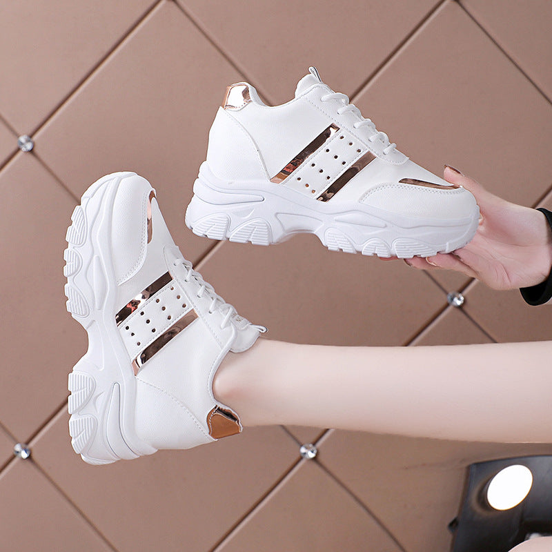 Damen Modische Plateau-Sneaker mit Chunky-Sohle und Metallic-Applikationen Drune