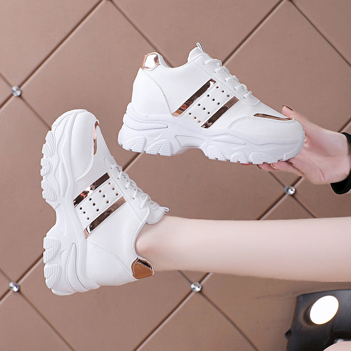 Damen Modische Plateau-Sneaker mit Chunky-Sohle und Metallic-Applikationen Drune