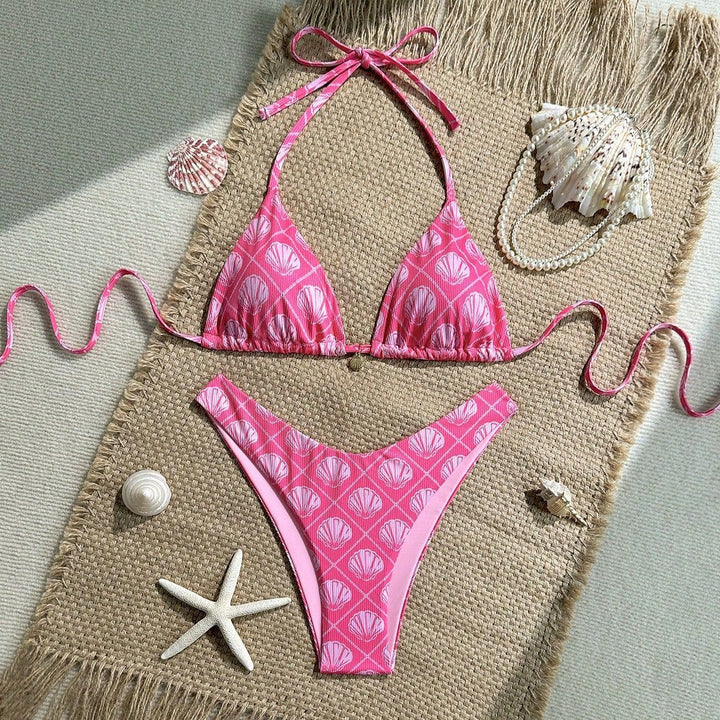 Damen Triangel-Bikini mit maritimem Muschel-Muster Drune