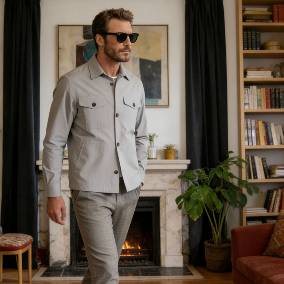 Herren Hemdjacke mit Pattentaschen und leichter Baumwollmischung Drune