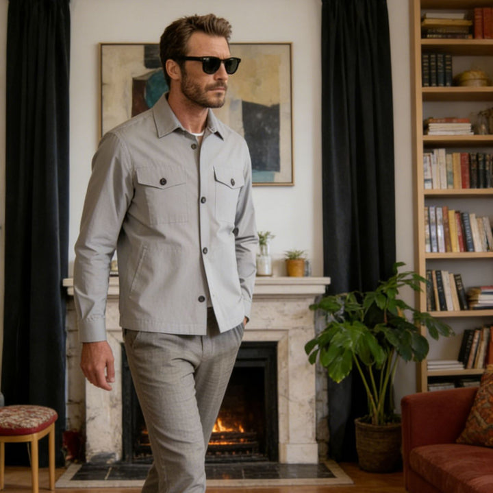 Herren Hemdjacke mit Pattentaschen und leichter Baumwollmischung Drune