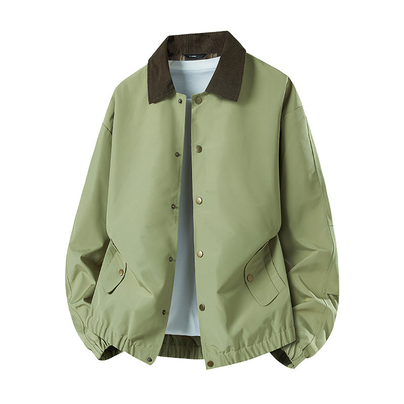Herren Kurz geschnittene Coachjacke mit Cordkragen, verdeckter Druckknopfleiste & elastischem Saum Drune