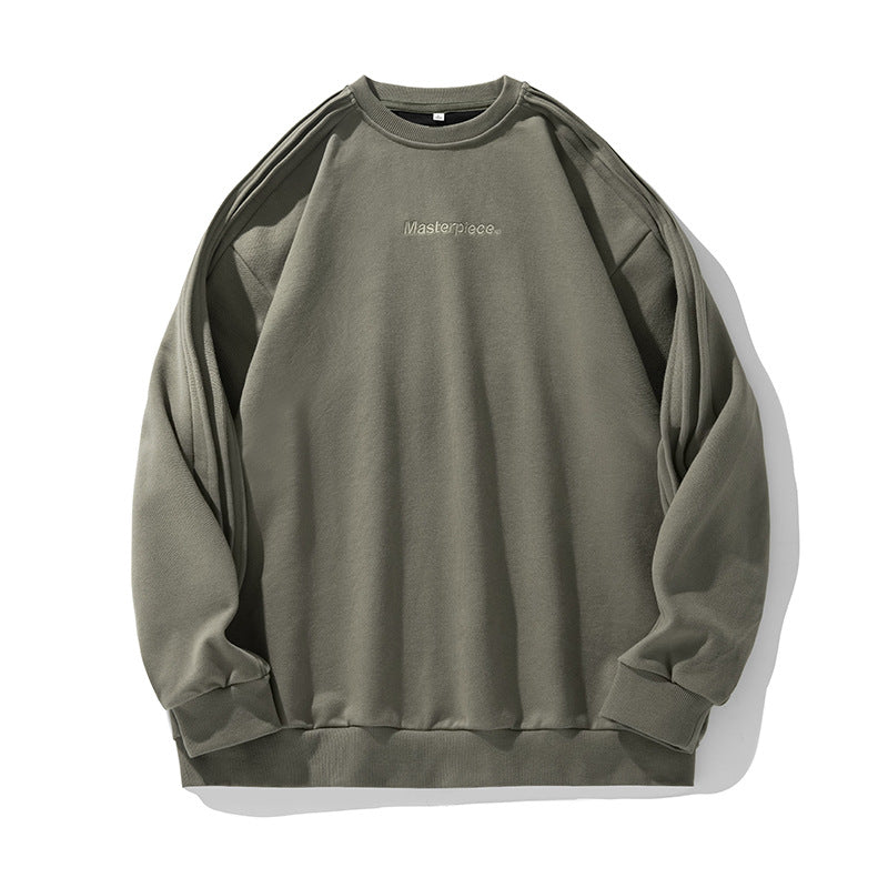 Unisex Oversize-Sweatshirt im Minimalstil mit Schulterpaspeln und feiner Bruststickerei Drune