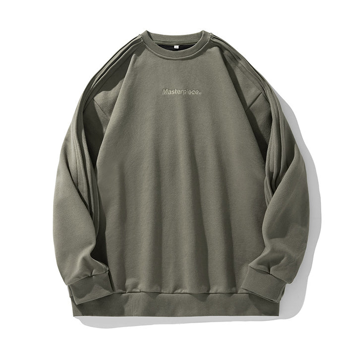 Unisex Oversize-Sweatshirt im Minimalstil mit Schulterpaspeln und feiner Bruststickerei Drune