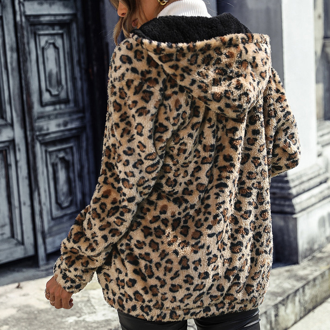 Damen kuschelige Leo Fleecejacke Drune