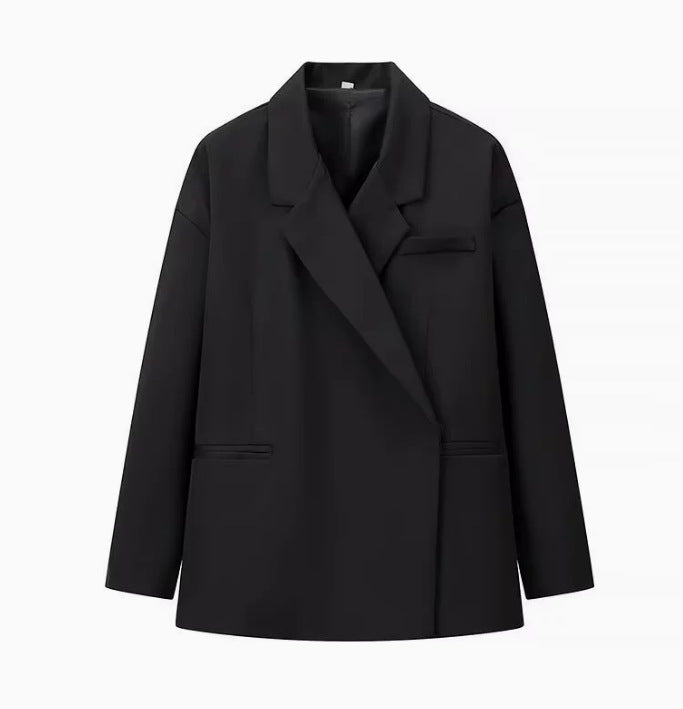 Damen 300+ Boxy-Oversize Blazer mit fallendem Revers, verdeckter Knopfleiste und Leistentaschen Drune