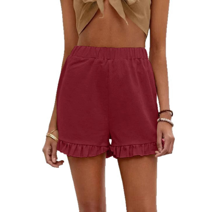 Damen Shorts mit Rüschendetails und Elastischem Bund Drune