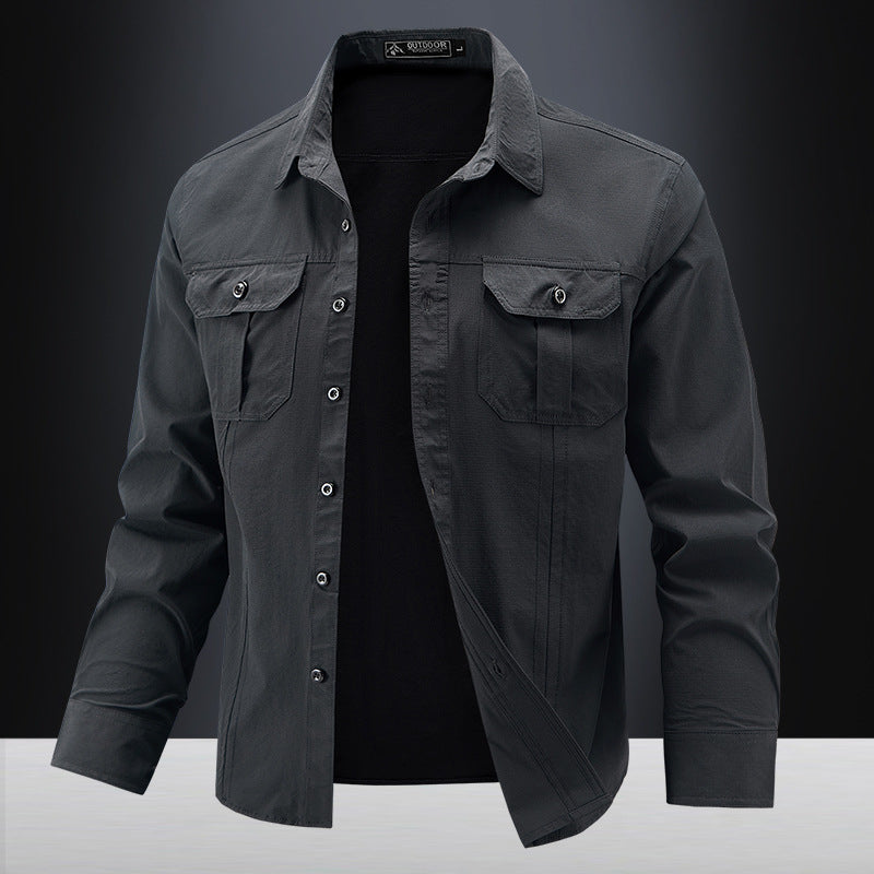 Herren Lässige Hemdjacke mit Brusttaschen Drune