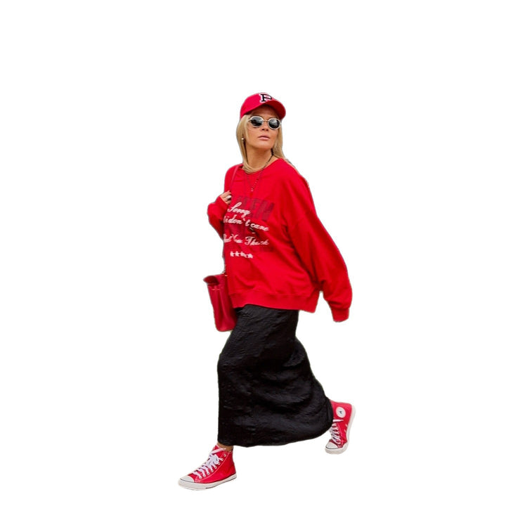 Damen Sportliches Sweatshirt mit auffälligem Schriftzug und lässigem Schnitt Drune