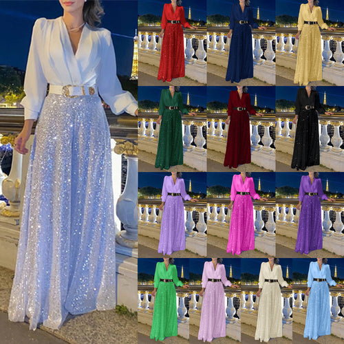 Damen Funkelndes Abendkleid mit elegantem Oberteil und glitzerndem Rock Drune