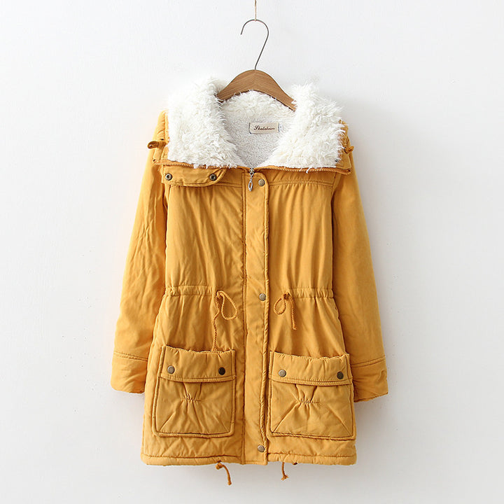 Damen nan winterlicher Parka mit kuscheligem Sherpa-Kragen, taillierendem Tunnelzug und aufgesetzten Klappentaschen Drune