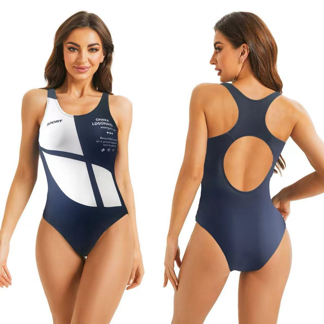 Damen Sportlicher Schwimmanzug mit dynamischen Designelementen Drune