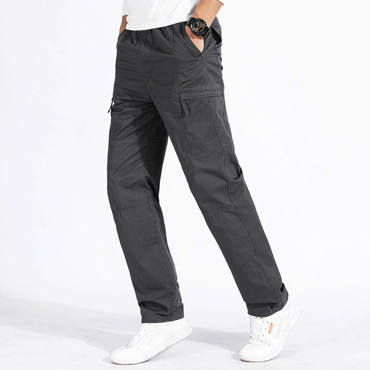 Damen lockere Cargo-Hose mit elastischem Bund, Mehrfachtaschen und Knieabnähern Drune