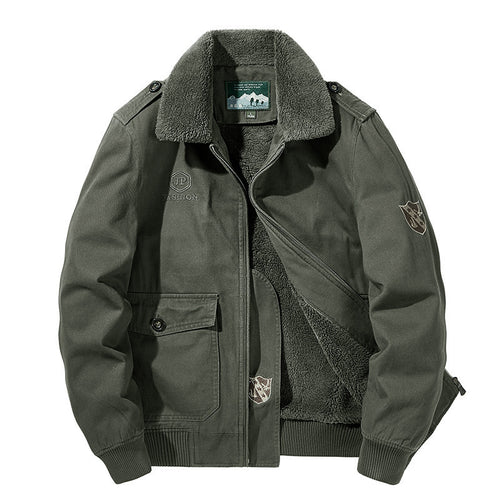 Herren Utility-Pilotenjacke mit Sherpa-Innenfutter Schulterklappen und aufgesetzten Taschen Drune