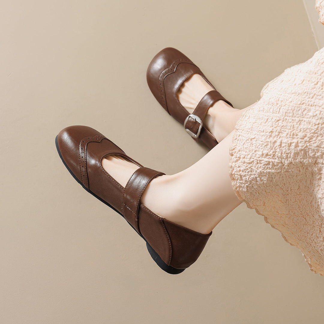 Damen Ballerinas mit verstellbarem Riemen und eleganter Schnalle Drune