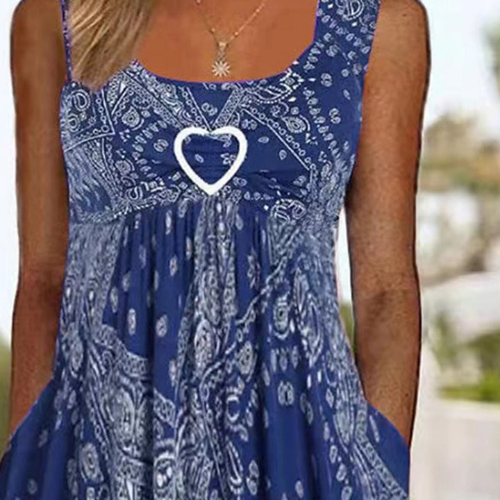 Damen Sommerliches Maxikleid mit elegantem Bandana-Muster und praktischen Taschen Drune