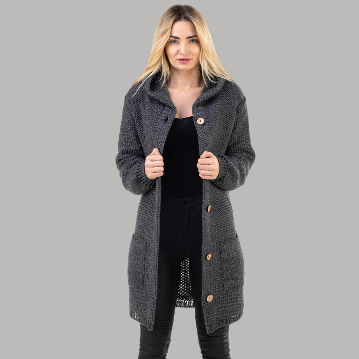Damen Grobstrick-Kardigan mit praktischen Taschen und eleganter Knopfleiste Drune