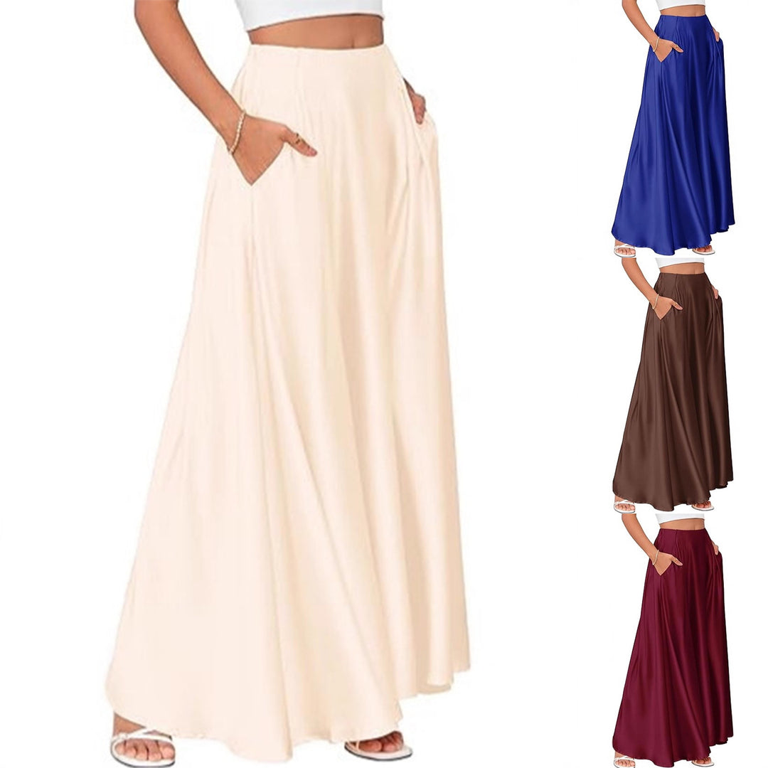 Damen Maxirock mit Taschen und taillenbetontem hoher Bund aus fließendem Chiffon Drune