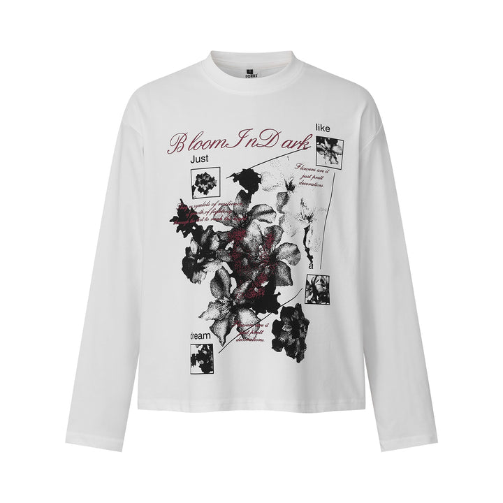 Damen Langarmshirt mit floralem Fotoprint und Oversize-Boxy-Schnitt Drune