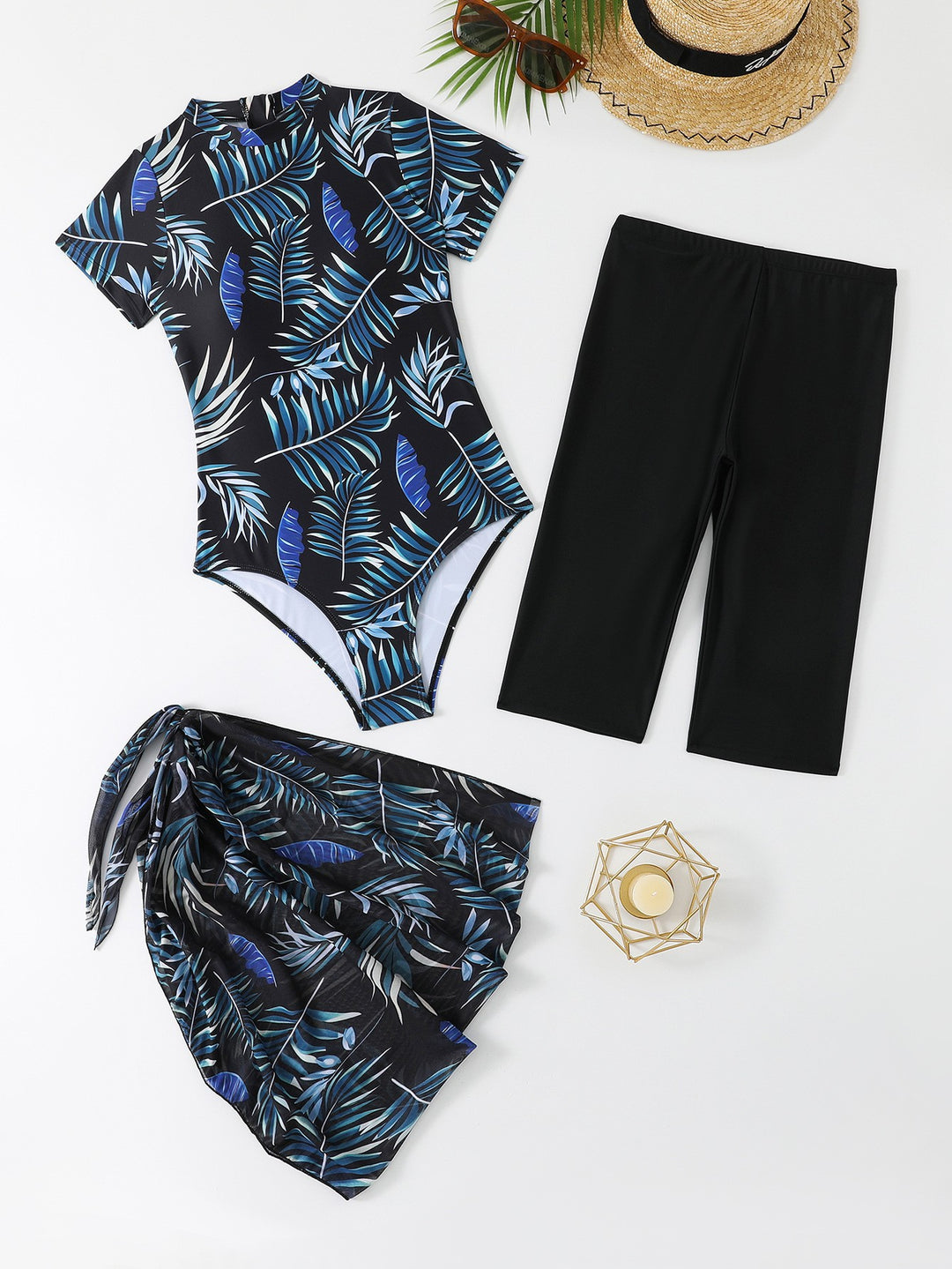 Damen Sportlicher Badeanzug mit stylischem Shorts-Design Drune