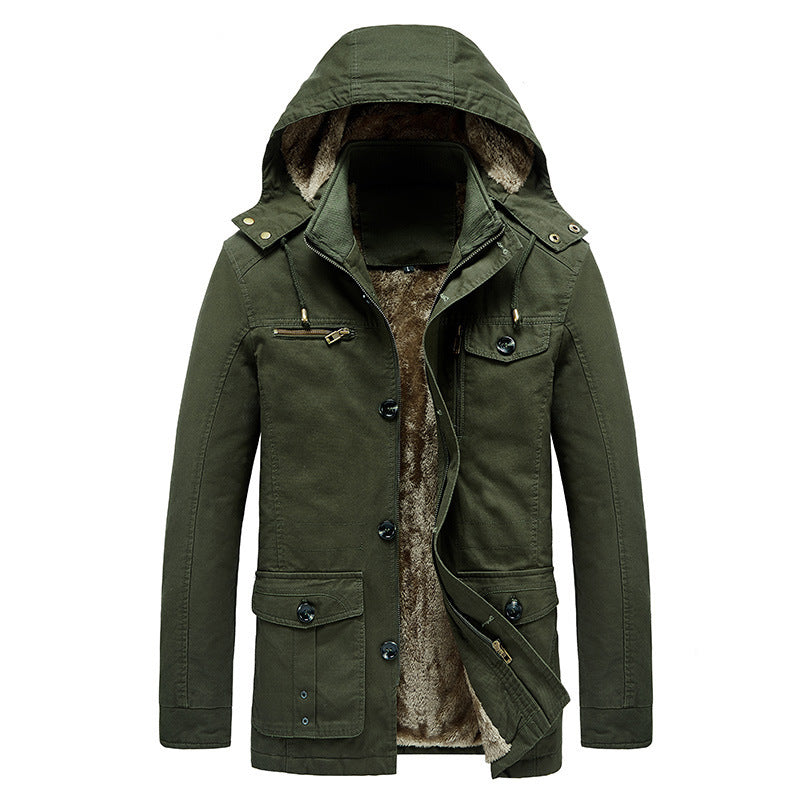 Herren Canvas-Parka mit Teddyfutter und funktionalen Pattentaschen Drune