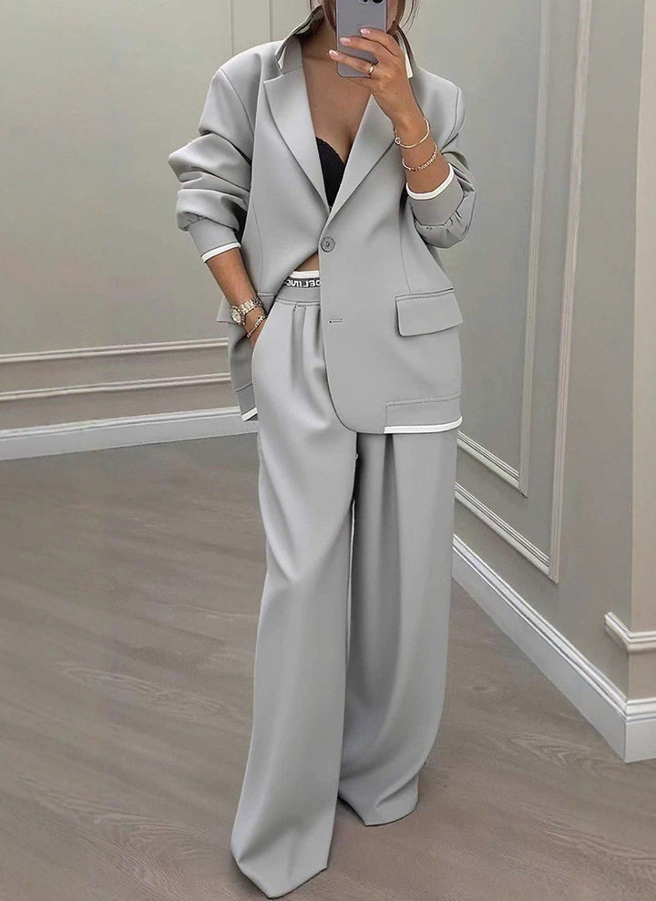 Damen modisches oversized Blazer-Set mit eleganten Anzughose Drune