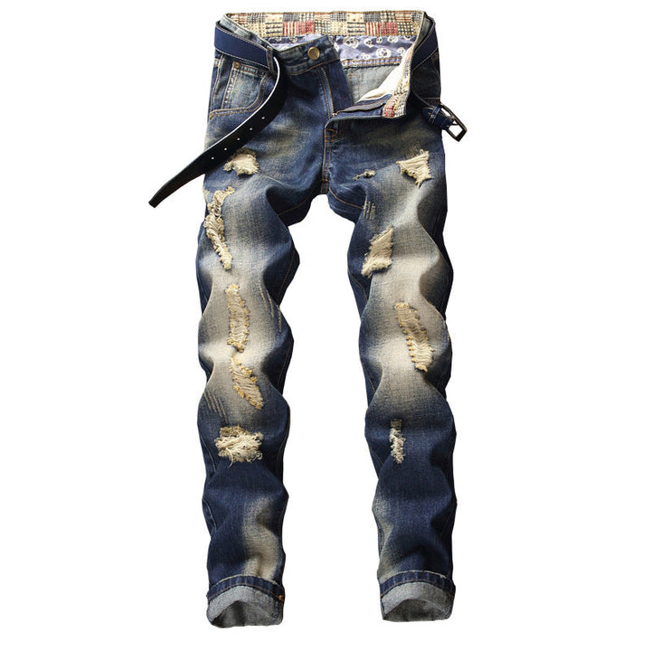 Herren Zerrissene Denim-Jeans mit lässigem Schnitt Drune