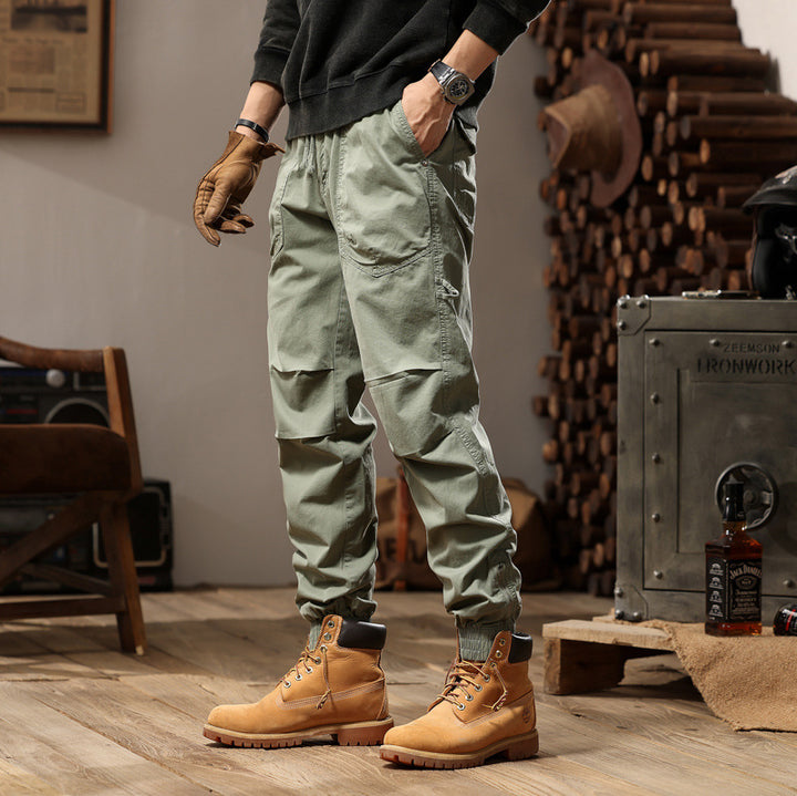 Herren Outdoor-Arbeitshose im Joggerstil mit elastischem Komfortbund, aufgesetzten Rundtaschen und Knöchelreißverschluss Drune