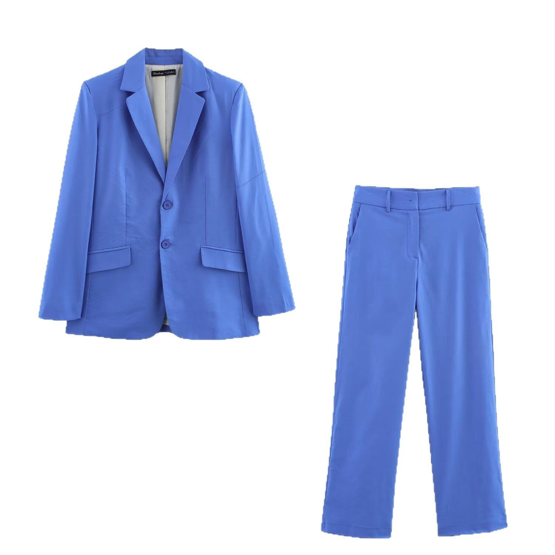 Damen Oversize Einreihiger Blazer mit Notch-Revers, zwei Knöpfen und Pattentaschen Drune