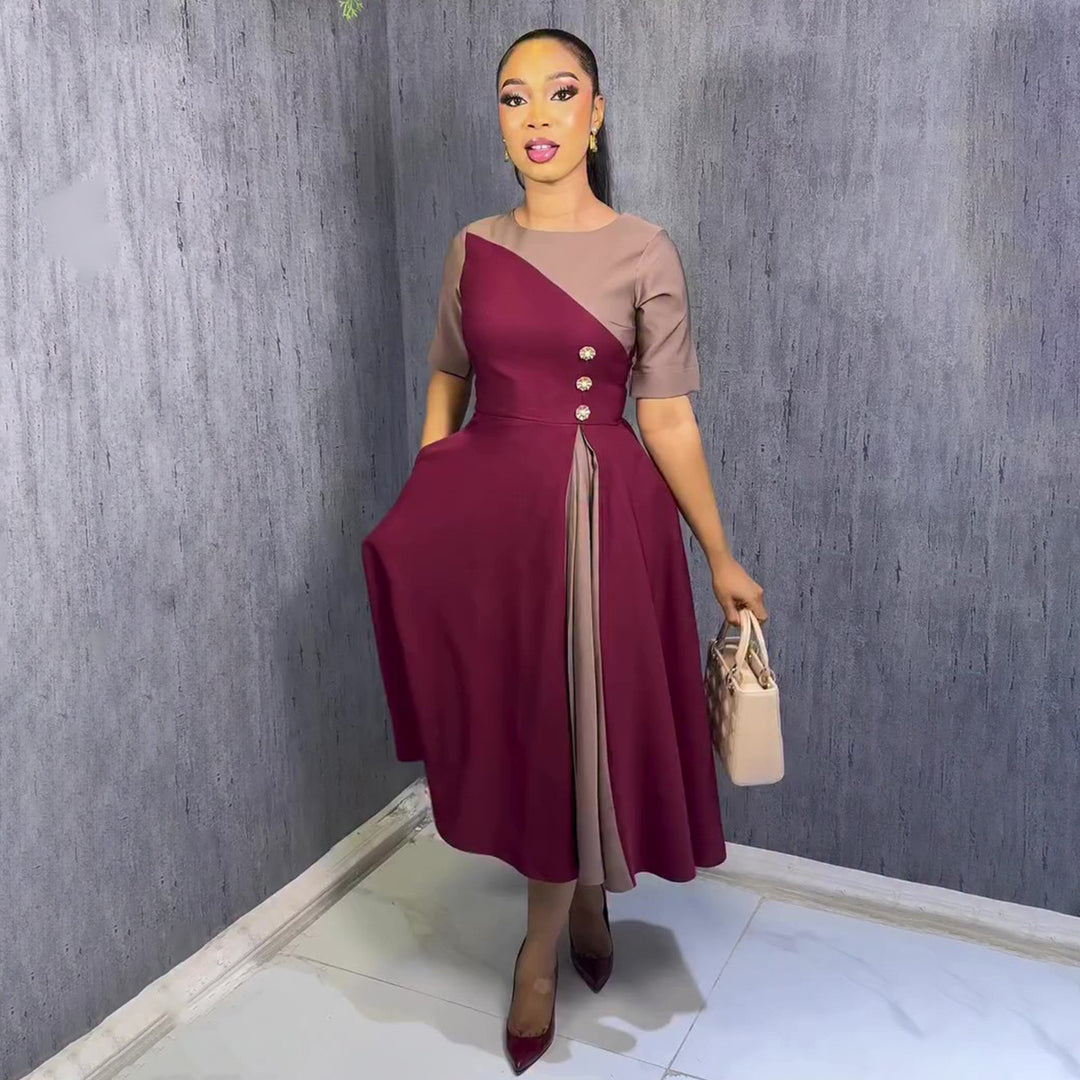Damen Midikleid mit asymmetrischem Design und Knopfdetails Drune