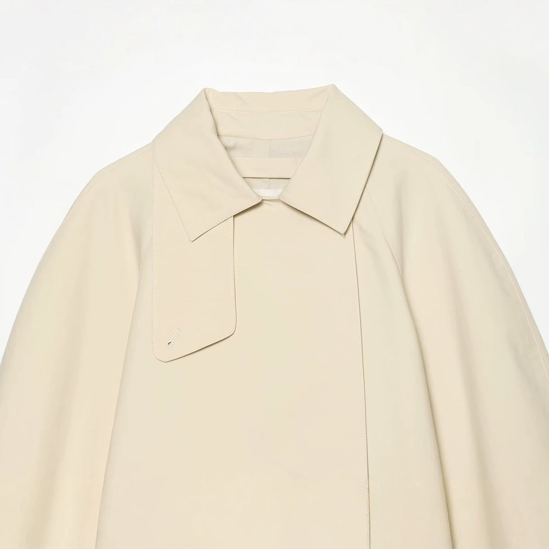 Damen Kurz geschnittene Trenchjacke mit Oversize-Ärmeln und verdeckter Knopfleiste Drune