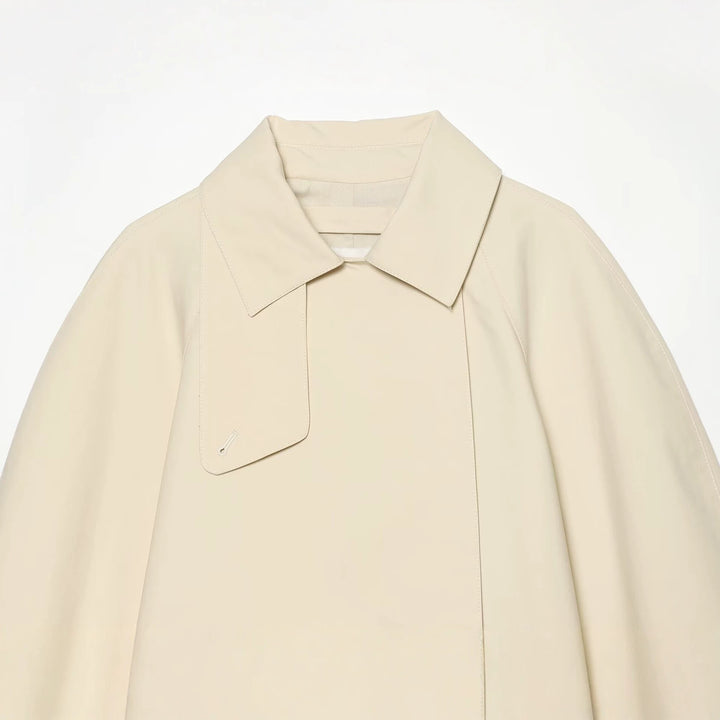 Damen Kurz geschnittene Trenchjacke mit Oversize-Ärmeln und verdeckter Knopfleiste Drune