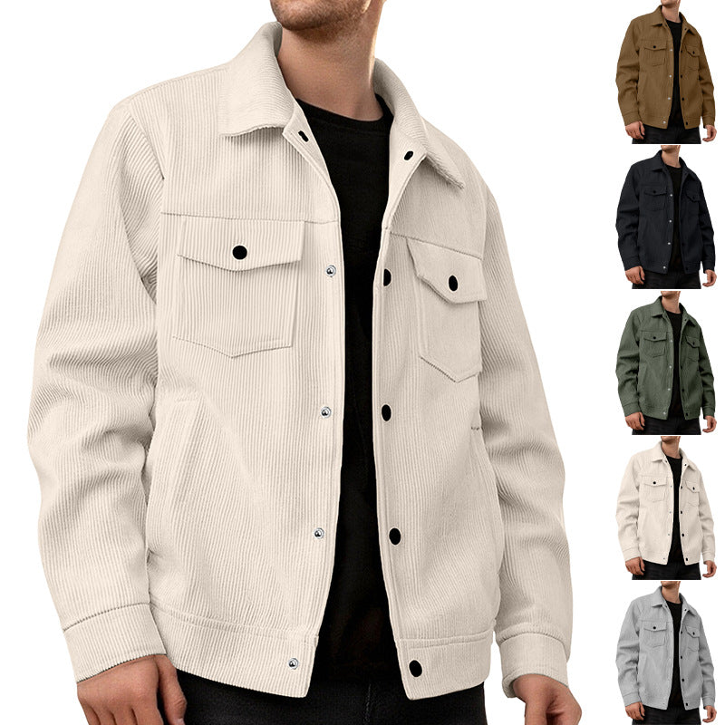 Herren nan Cordjacke im klassischen Arbeiterjacken-Schnitt mit Druckknöpfen und Brusttaschen Drune