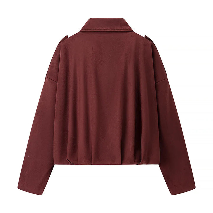 Damen nan cropped Boxy-Blouson mit Hemdkragen, verdeckter Frontleiste und elastischem Saum Drune