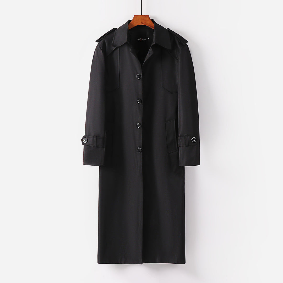 Damen Langer klassischer Trenchcoat mit Schulterpatten, Knopfverschluss und verstellbaren Manschetten Drune