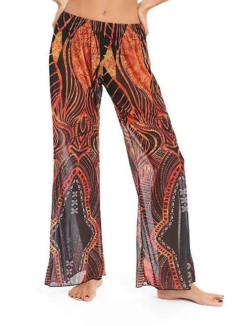 Damen Elegante Strandhose mit floralem Muster Drune