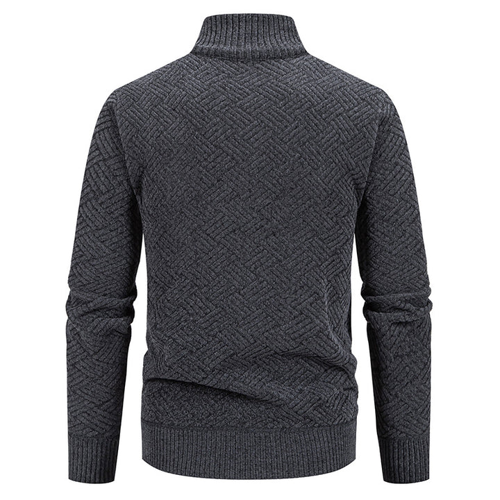 Herren Strick-Zipjacke mit geometrischem Strukturmuster und Stehkragen Drune