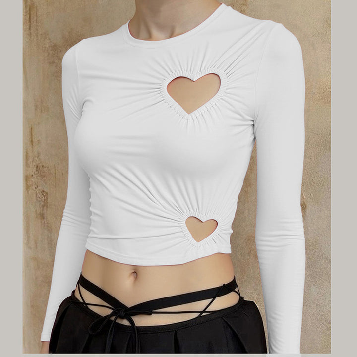 Damen Crop-Top mit herzförmigen Cut-outs und modischem Raffungselement Drune